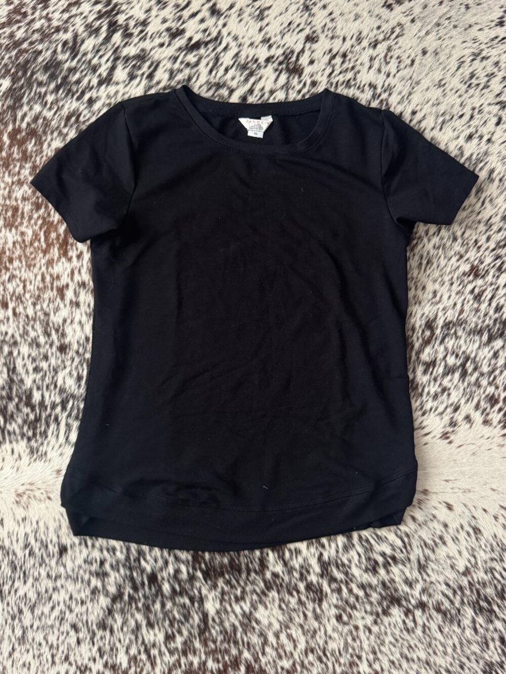Danskin Black Ribbed Crew Neck Tee Sz XS